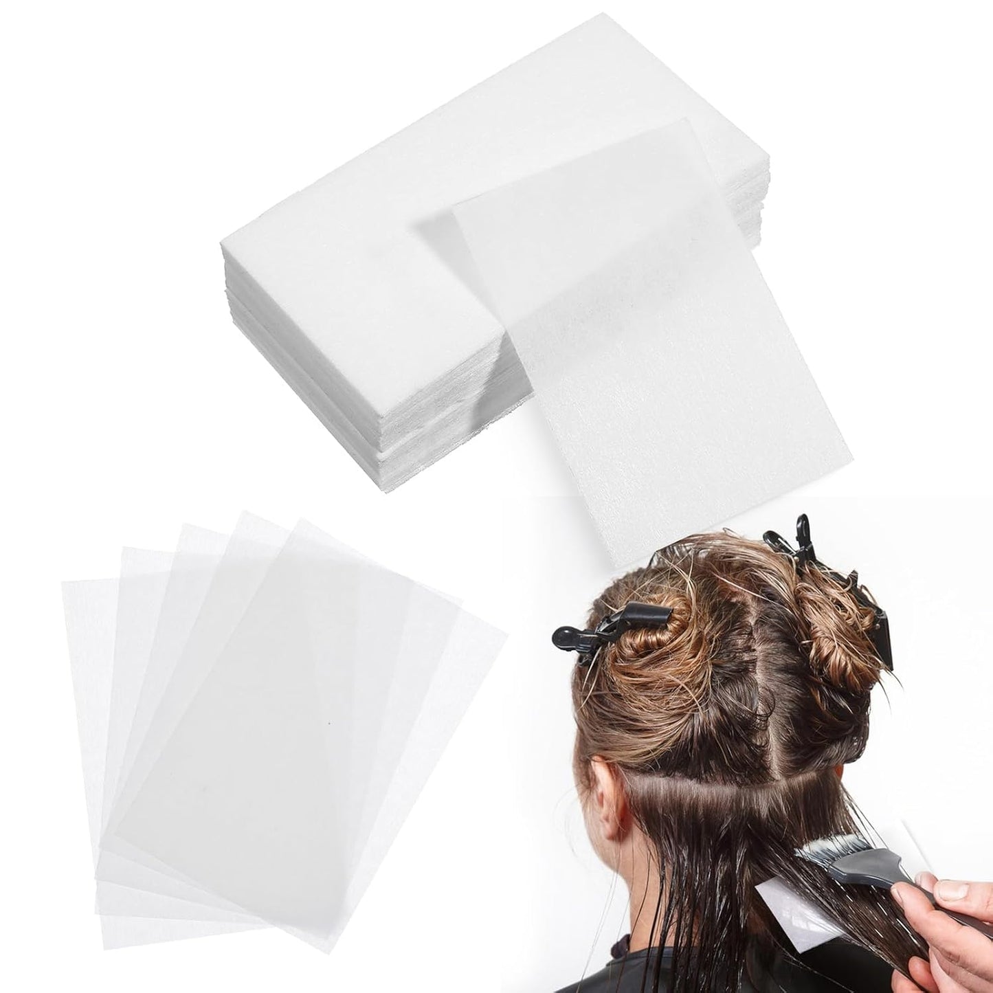 Disposable Salon Perm Papers - 100PCS Thin End Hair Wrapping Paper for Cold & Hot Perms | High Temperature Resistance (15 x 7.5cm)