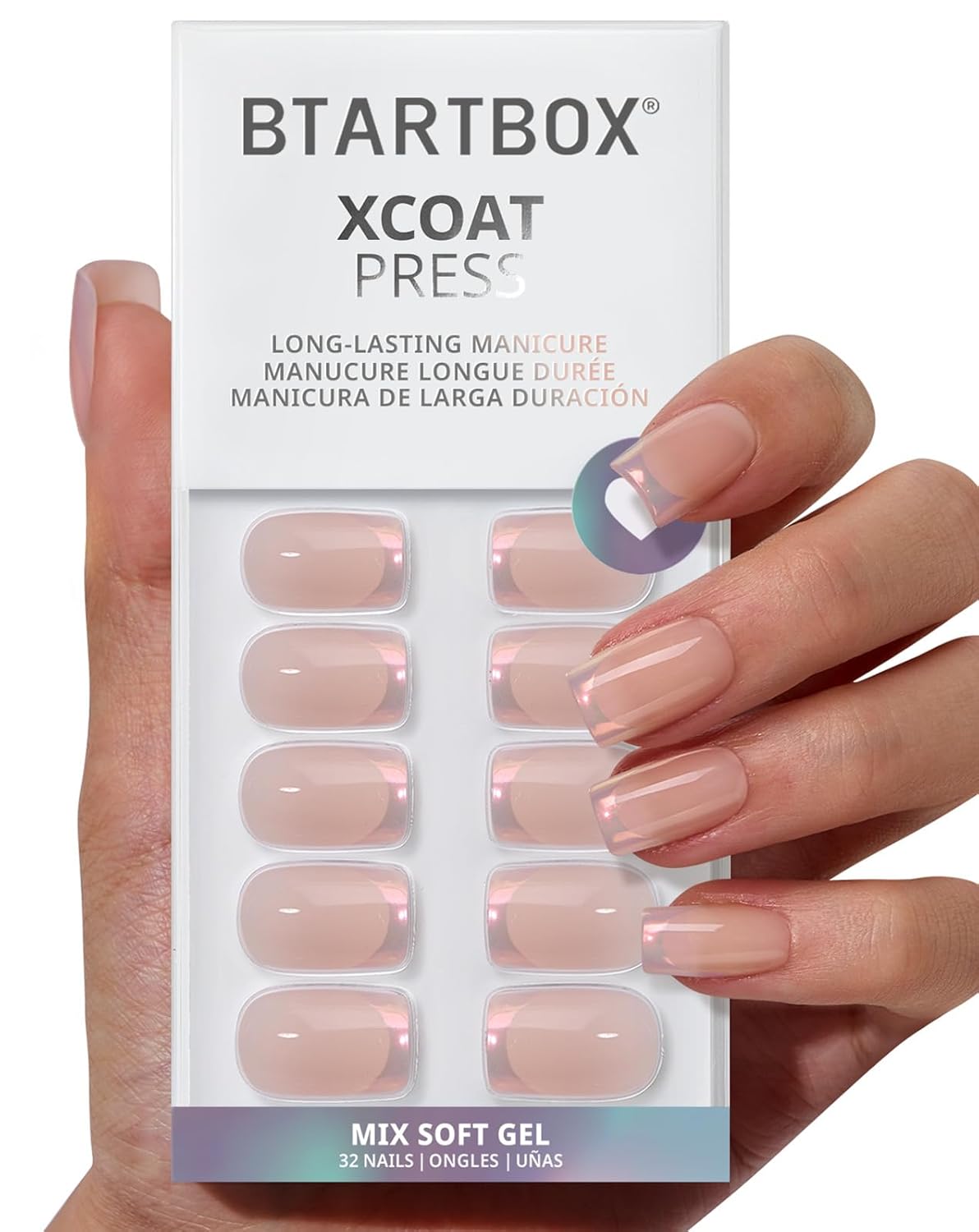Press On Nails Almond - 3D Polka Dot Glitter Medium Nails | 32-Piece All-in-One Kit with Glue & Adhesive Tabs