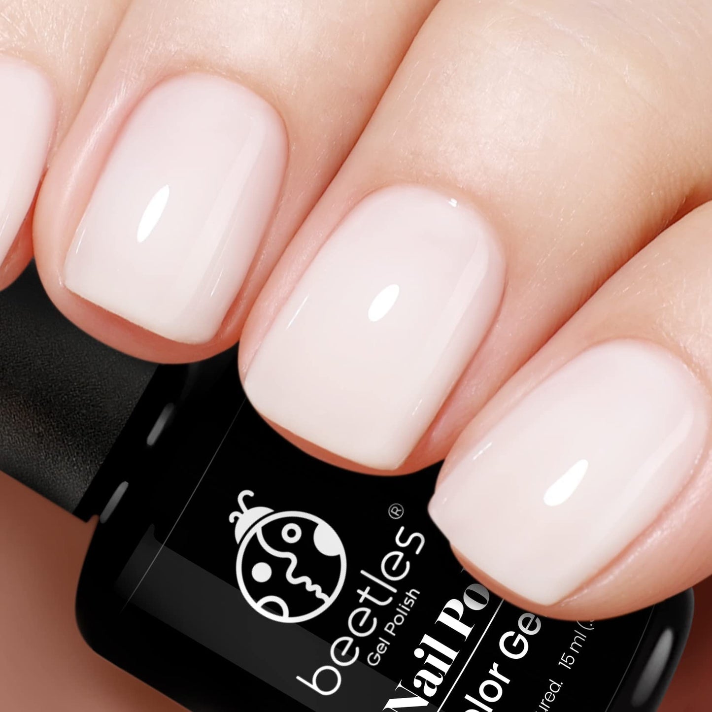 Beetles Milky White Gel Nail Polish - 15ml Neutral Jelly Nude Nail Polish Base Color Nail Concealer Sheer Translucent Effect Soak Off UV LED French Nail Art Salon DIY Manicure Gift for Women 0.5Oz