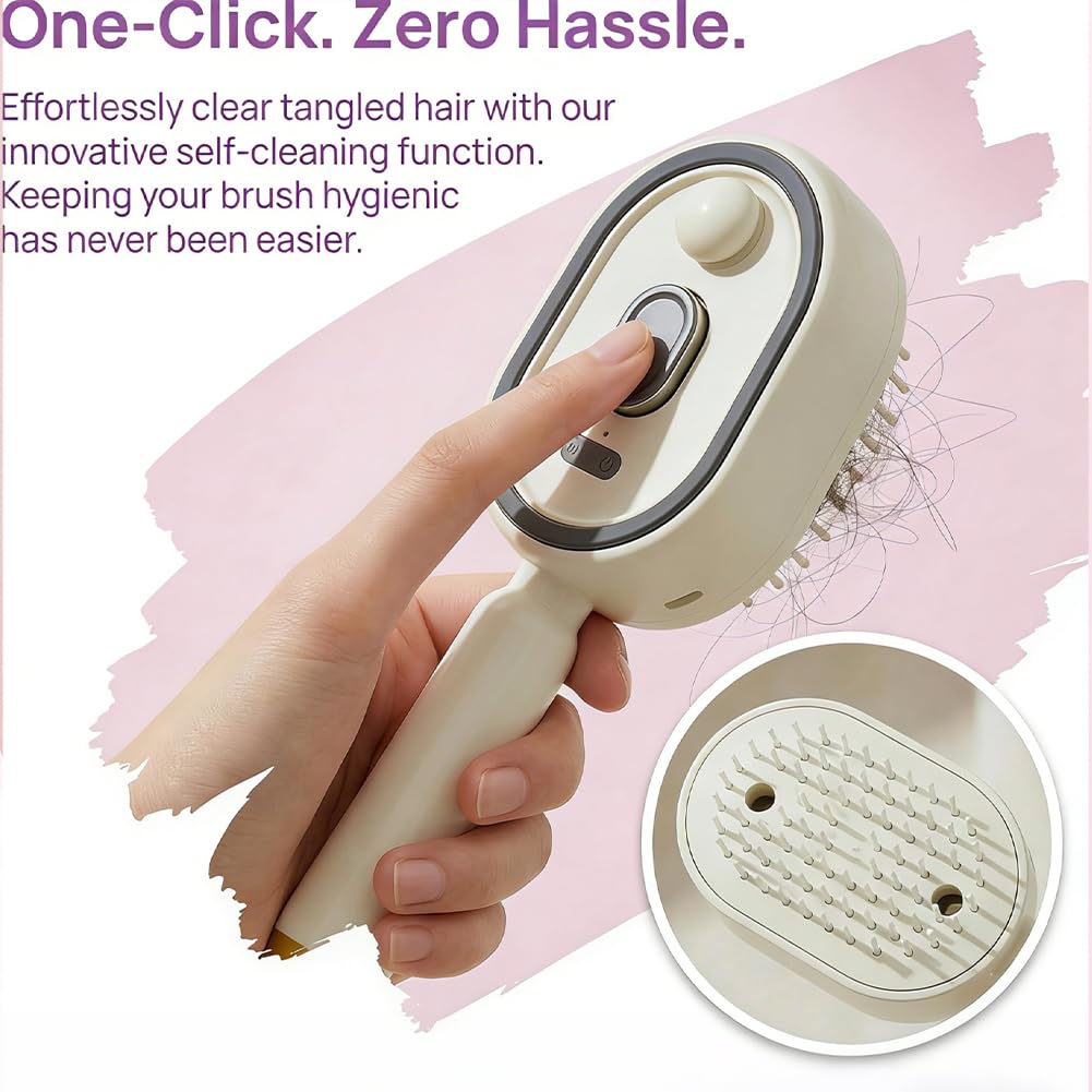 Electric Steam Brush, Rechargeable Misting Brush With Water Spray, Anti Frizz Detangling Steam Straightener, Red Light Air Cushion Comb, Usb C Styling Tool For Short Hair