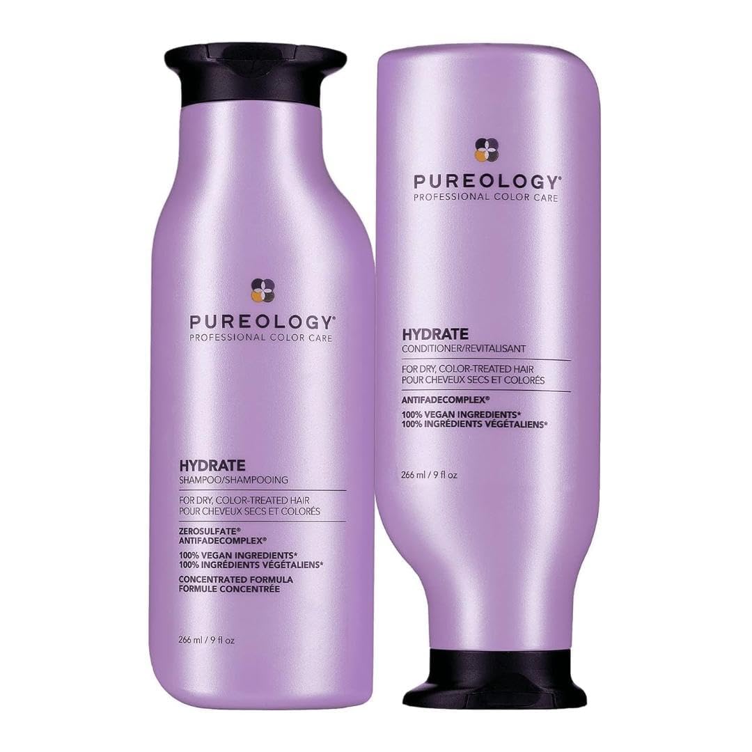 Pureology Hydrate Shampoo & Conditioner Set - Moisturizing for Medium to Thick Color-Treated Hair | Sulfate-Free, Deep Hydration