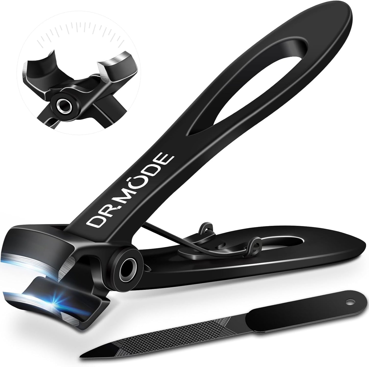 Toenail Clippers for Seniors - Heavy Duty Angled Head Large Nail Cutter with Wide Jaw Opening | Long Handle - Black