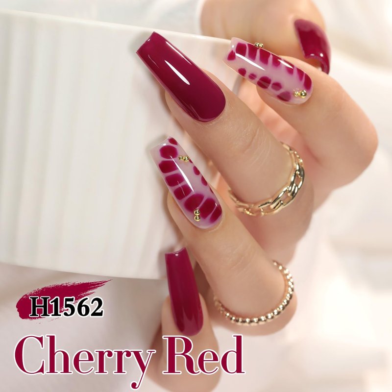 Double Rhythm 0.50 OZ Gel Polish Hema Free Same Color Same Bottle Golden Round Translucent Neutral Natural Milky 15 ML Jelly UV Polish Art DIY at Home (Purple Red-H1562)