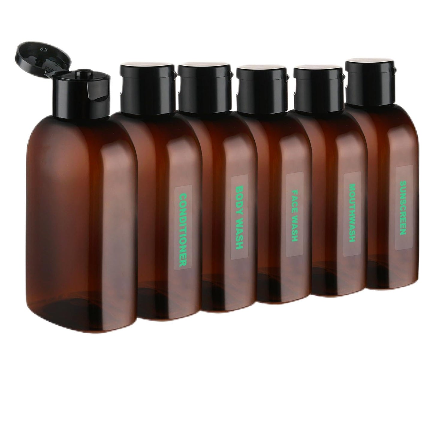 Cosywell Travel Bottles for Toiletries 6pcs 3.4oz TSA Approved Travel Shampoo Bottles Leak Proof Empty Lotion Containers with Flip Cap Small Plastic Squeeze Bottle(Brown)