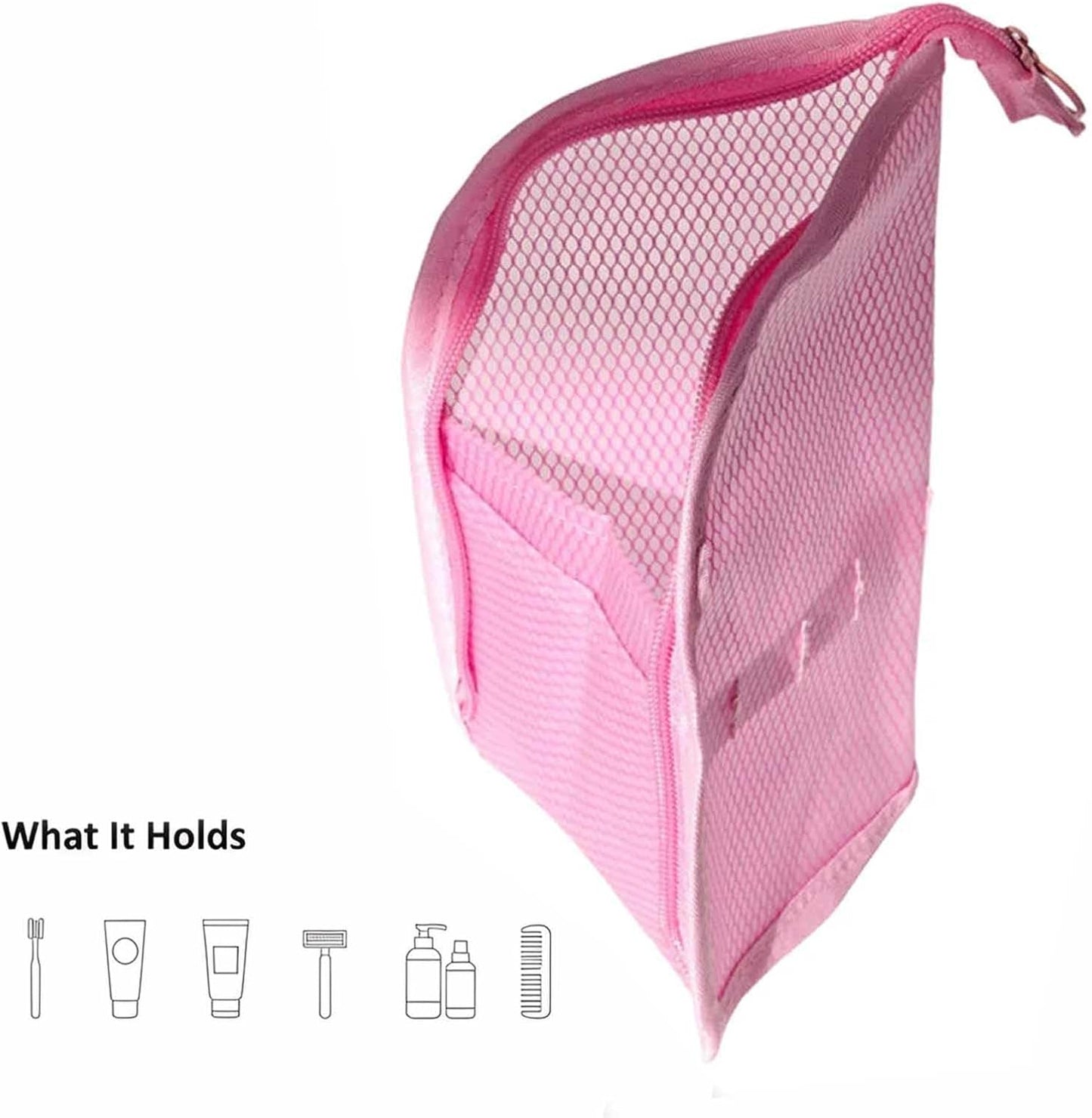 Portable Mesh Toiletry Bag - Lightweight Clear Hanging Organizer for Travel | EVA Cosmetic Storage (White)