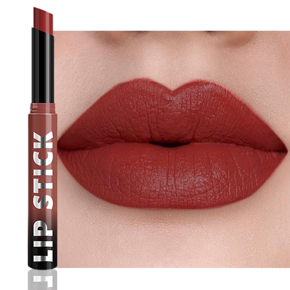 Maroon Red Matte Lipstick - Long Lasting Waterproof Vegan Lip Color | 24-Hour Moisturizing Stain