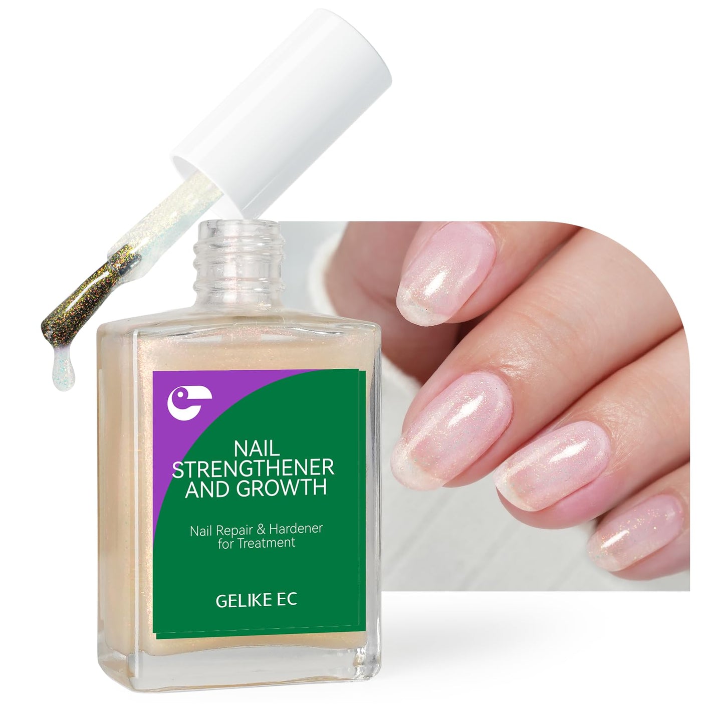 Nail Strengthener Protein for Damaged Nails: Pink 6 in 1 Natural Nail Hardener Extra Strong and Growth - Long Lasting Repair for Damaged Nails - PT