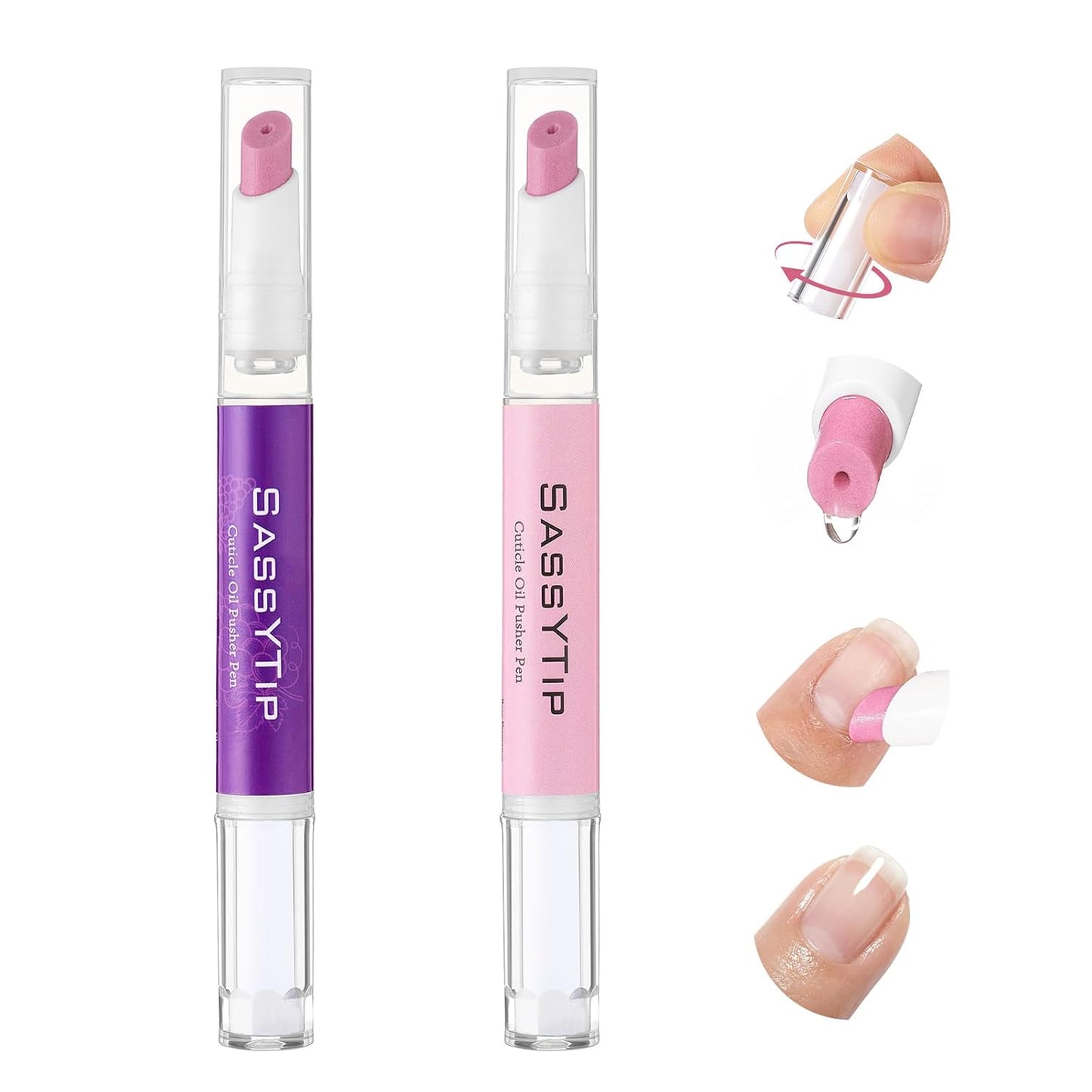 Cuticle Oil Pusher Pen - 2-in-1 Nail Care Tool with Jojoba & Almond Oils | Rose | 2ml
