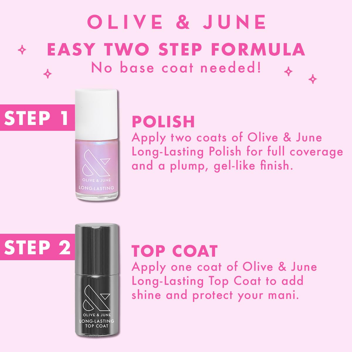 Olive & June Quick Dry Summer Nail Polish | Instant Fast-Drying Smudgeproof | 15-free Vegan Cruelty-Free | Lasts up to 5 Days | Salon-Quality Manicure Pedicure at Home | Charming Periwinkle Shimmer