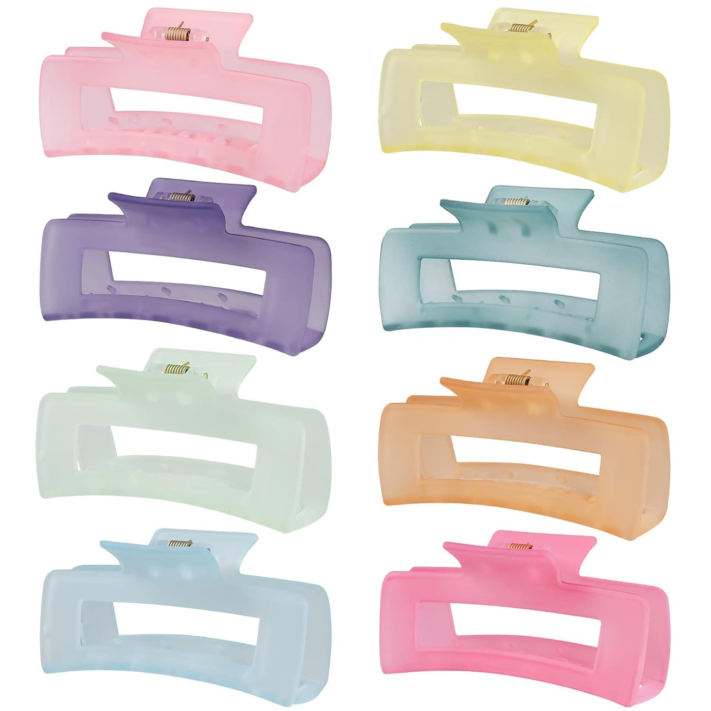 Acrylic Banana Jaw Hair Clips - 8 Pcs Nonslip Rectangle Clips for Thick Hair | Matte Colors, 4.1 Inch