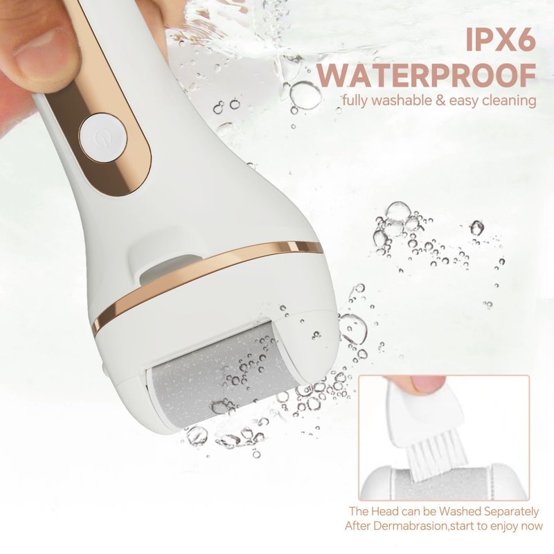 Electric Foot Callus Remover Rechargeable Pedicure Kit with 3 Roller Heads 2 Speed IPX6 Waterproof Foot File Pedicure Tools Professional Foot Care for Dead Cracked Dry Skin White