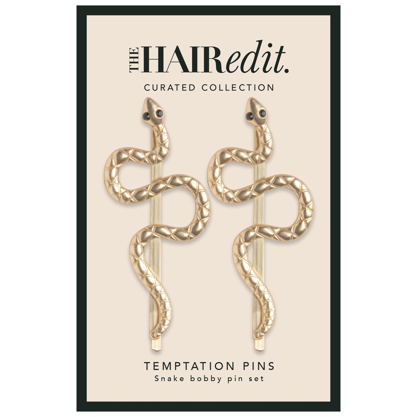 The Hair Edit Temptation Bobby Pins - Decorative Gold Metal Snake-Shaped Hair Clips