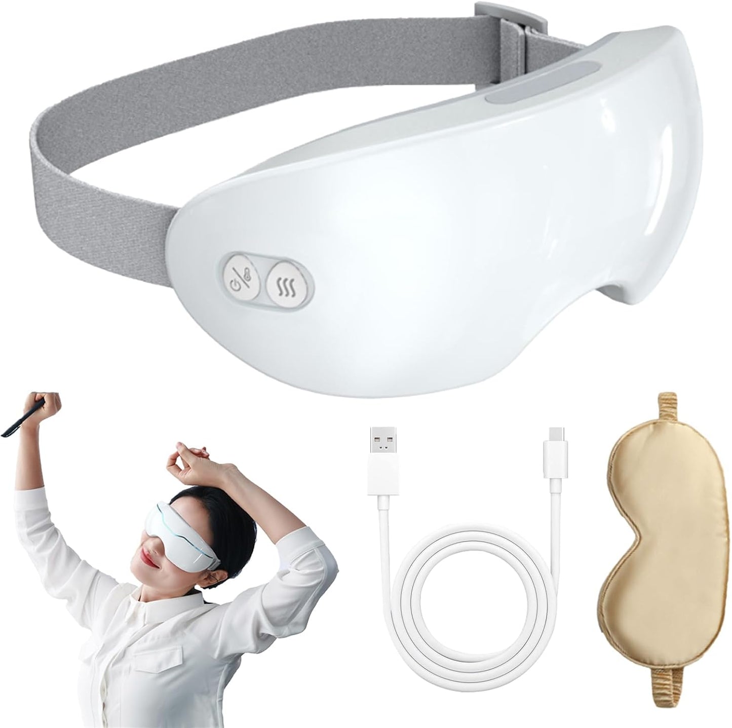 Steam Eye Mask - Adjustable Hot & Cold Therapy for Dark Circles, Puffiness & Dry Eyes | 2-Pack