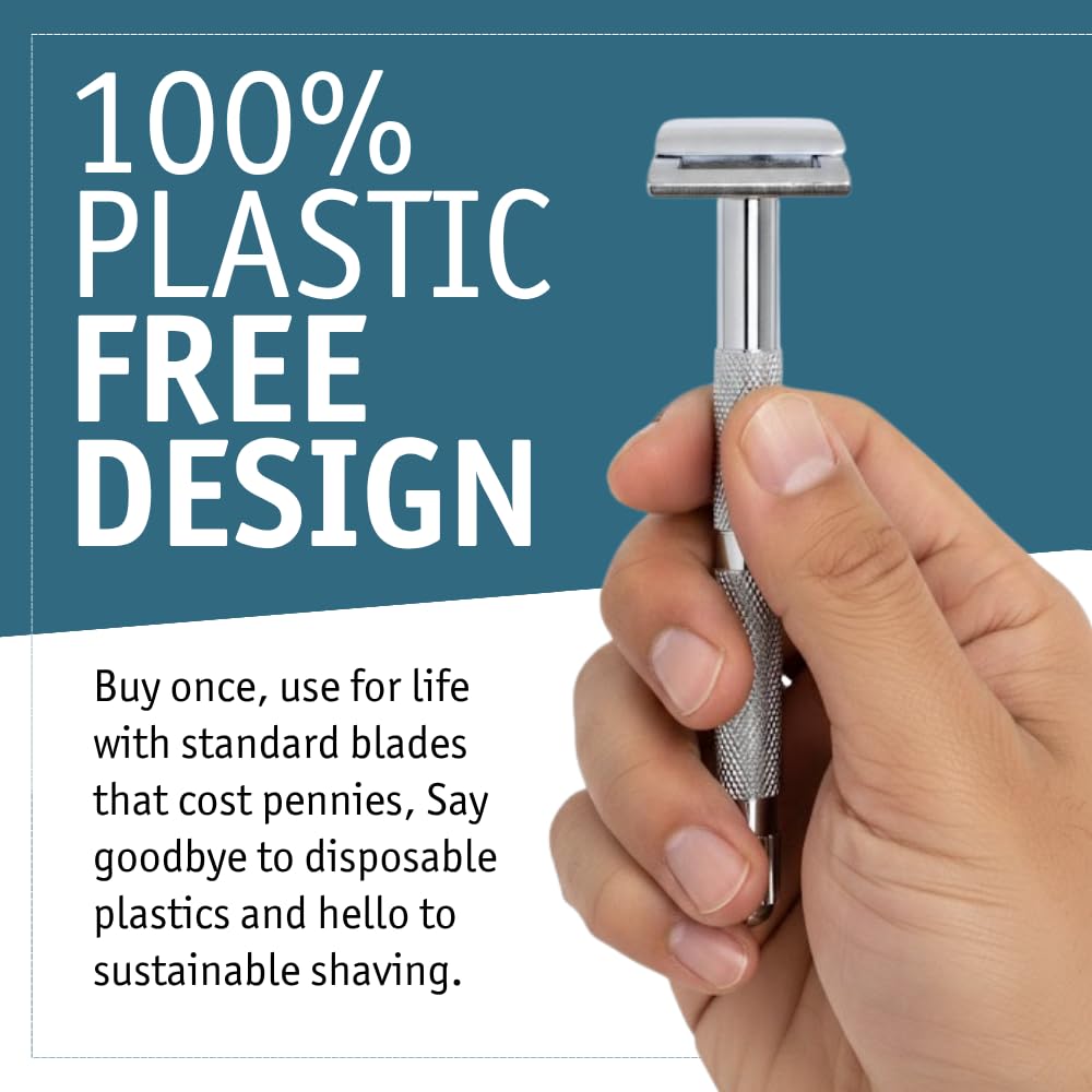 MERKUR 907C Precision Moustache & Eyebrow Razor – Bright Chrome Finish, Brass Handle & Die-Cast Zinc Head, Ultra-Narrow Design for Controlled Contour Shaping & Detail Grooming
