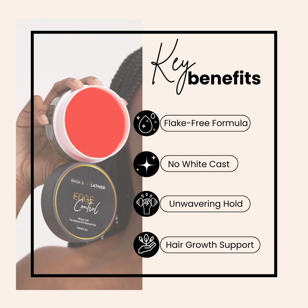 Strong Hold Edge Control Gel - Castor Oil Formula, Non-Greasy & Long Lasting | 5.3 Fl Oz, All Hair Types