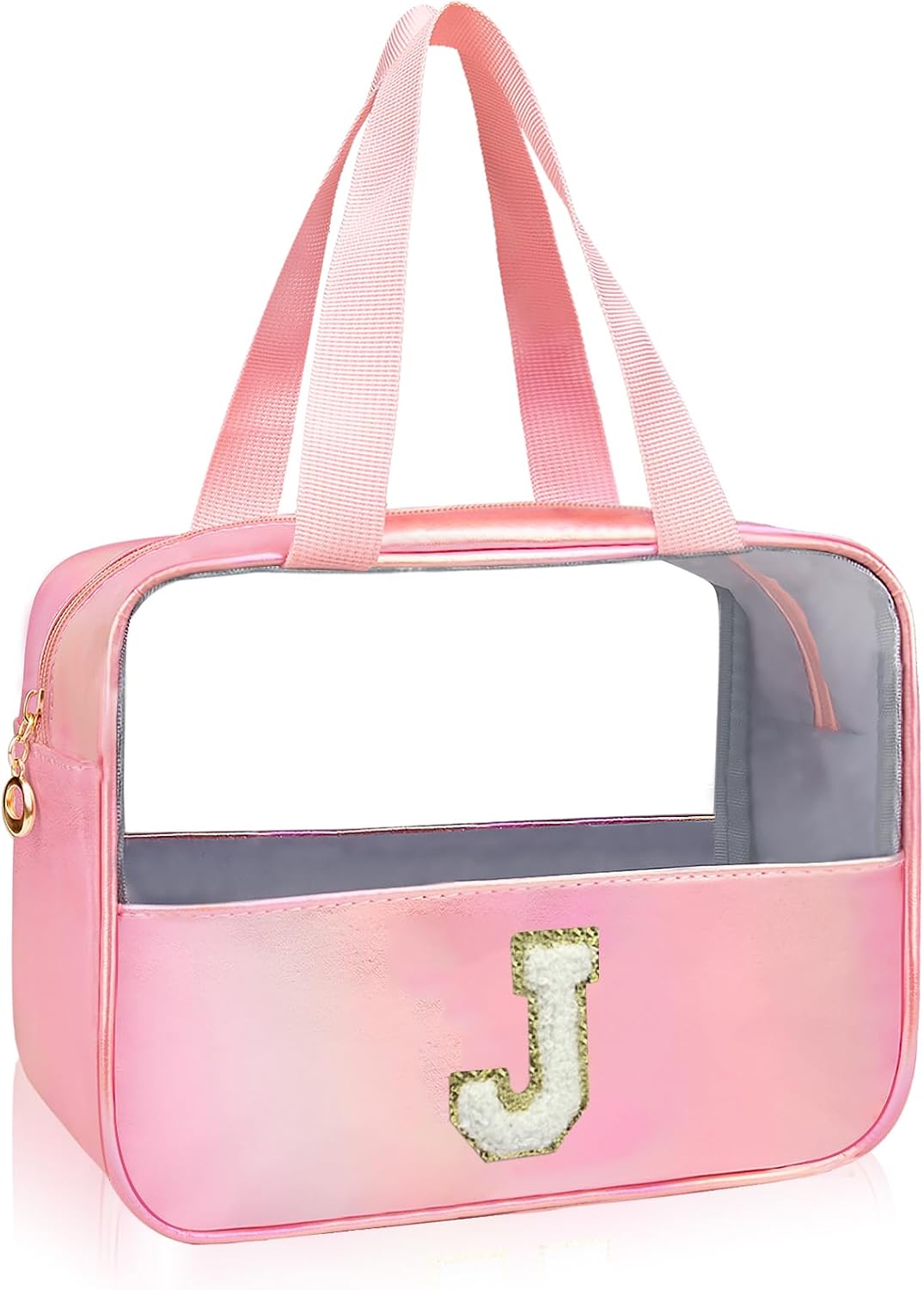 Personalized Pink Clear Makeup Bag - Large Cosmetic Organizer for Travel | Ideal Gift for Women & Girls