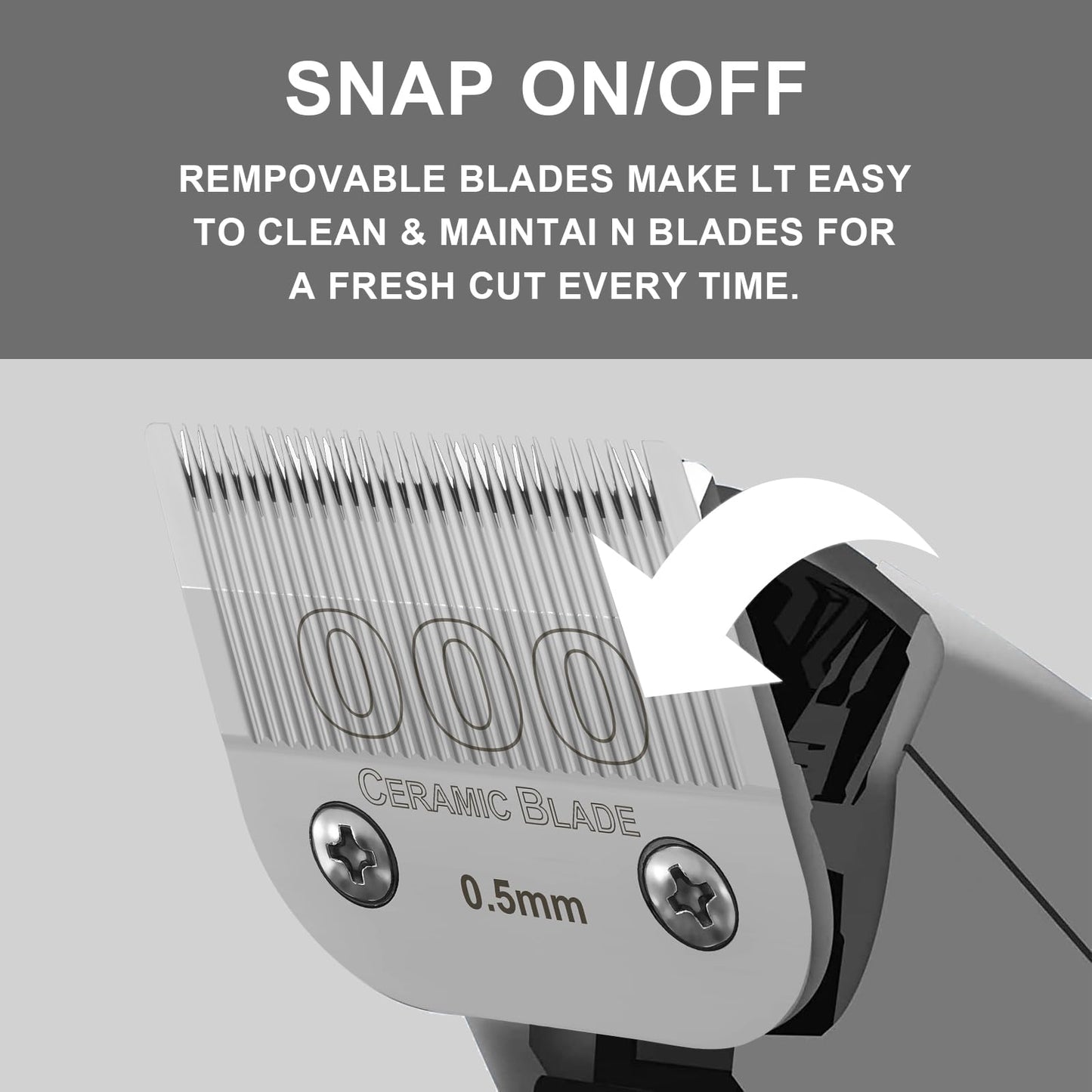 HONGNAL 000 Professional Detachable Replacement Ceramic Blades 0.5mm, Compatible with Most Andis, Oster A5 Series Scissors. Cutting Length 1/50 -Inch(0.5mm)