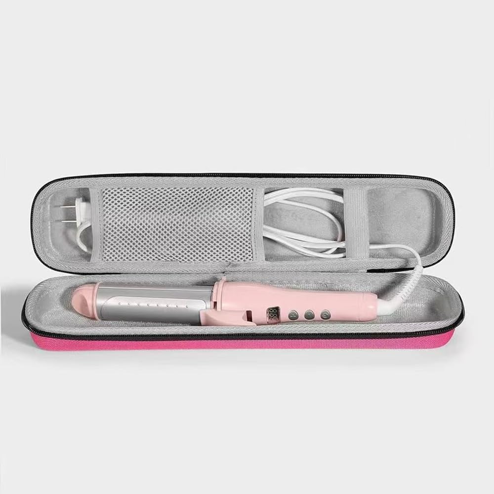 REQO EVA Hard Carry Travel Case,Hair Straightener Case for Classic Hair Straightener Curling Irons Styler,Flat Iron Storage Carrying Pouch for Vacation with Handle(Only Case) (Rose Red)