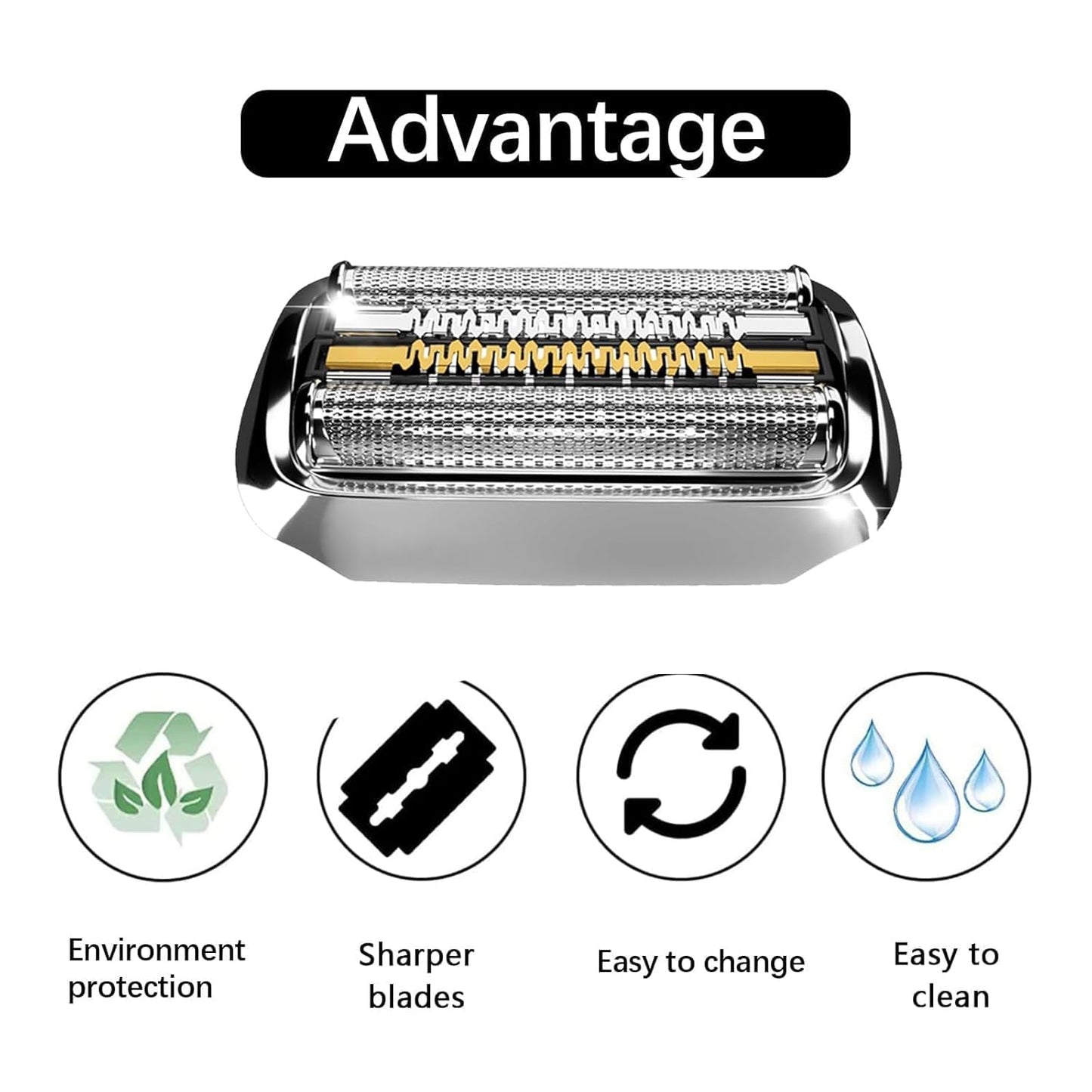 2PCS 92S Replacement Head Compatible with Series 9 Sport Replacement Foil & Cutter for Electric Razors 9290cc 9291cc 9370cc