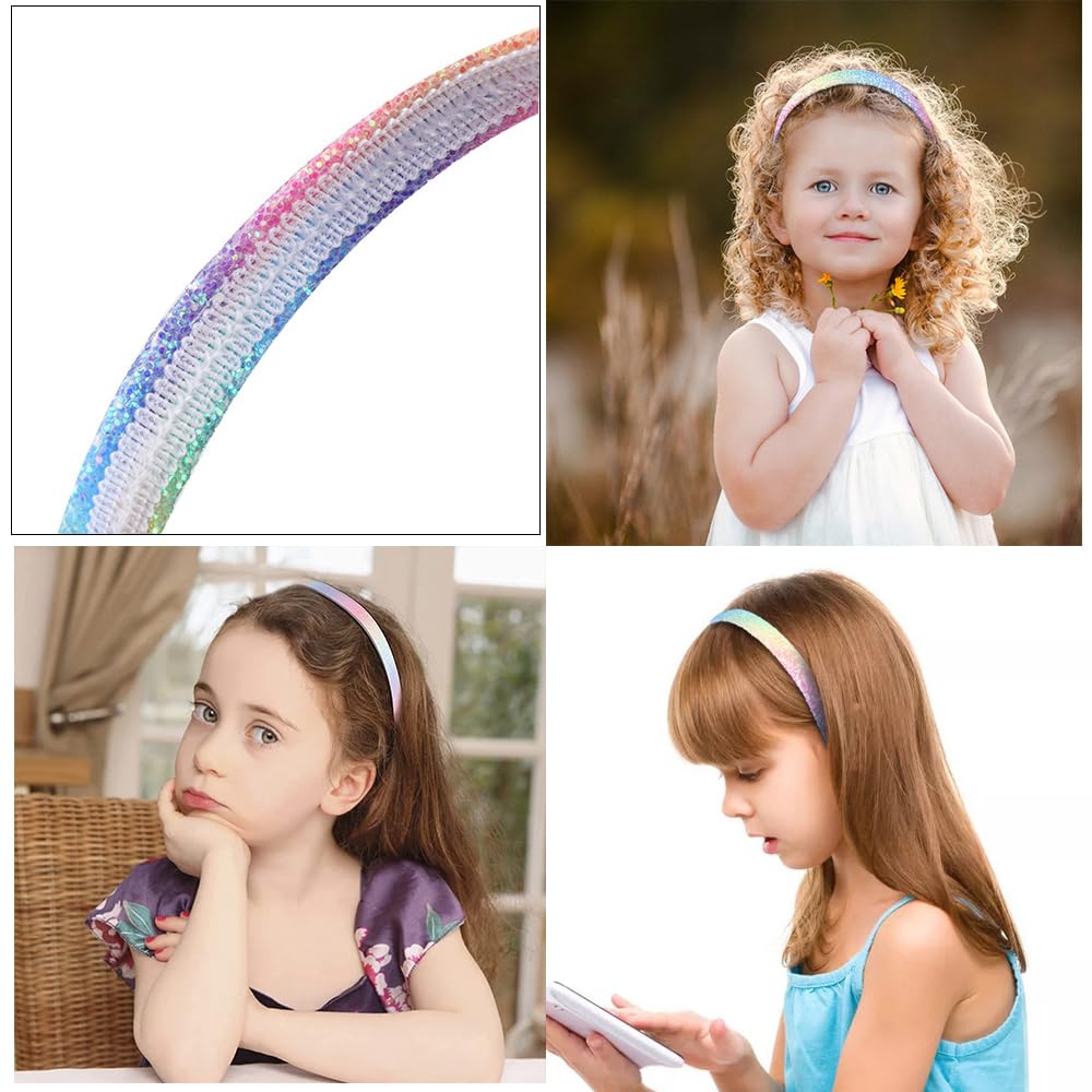 Lizioo 6 pack Girls Headbands Glitter Kids Hair Accessories Bow/Heart/Star Shaped Sweet Hairband For Toddler/Girls/Teens