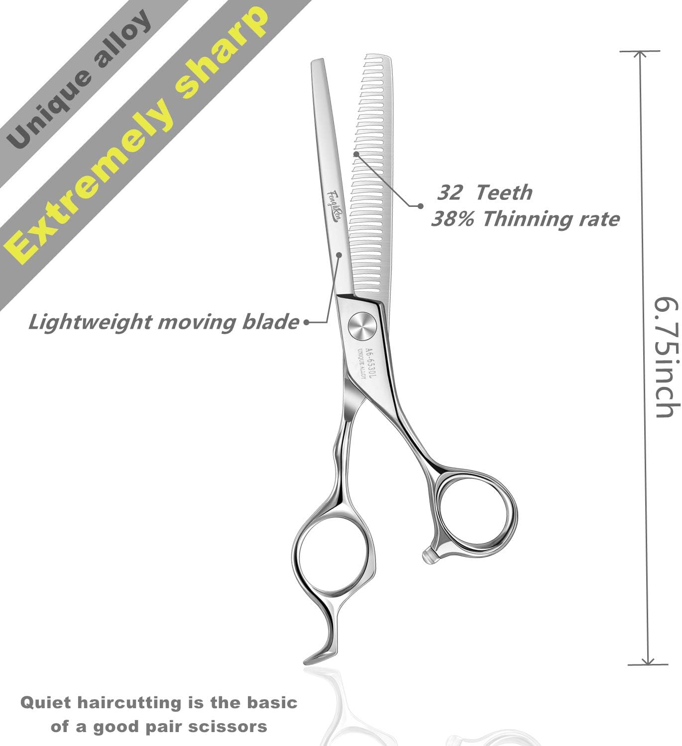 Professional Hair Thinning Scissors - 6.5 Inch Stainless Steel Texturizing Shears for Men & Women | Barber & Salon Use