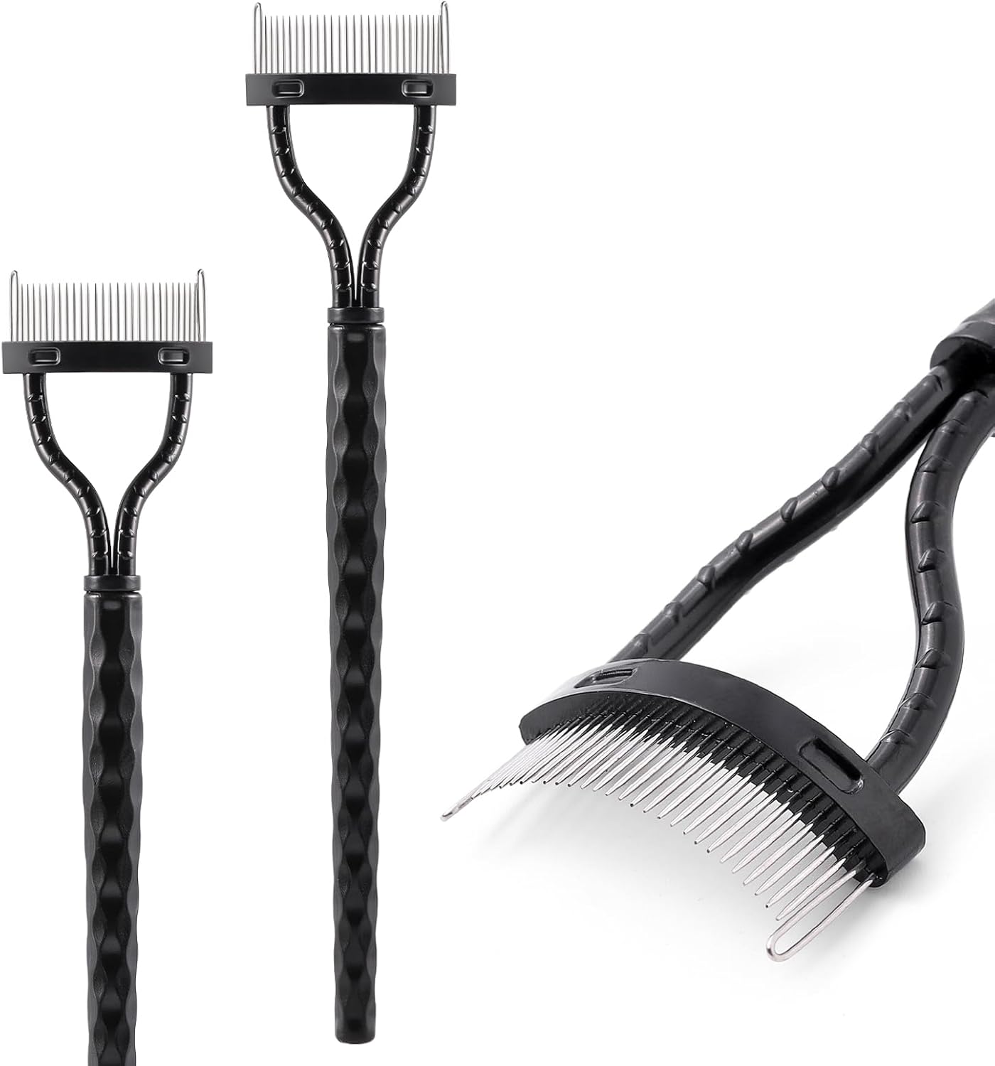 Eyelash Comb Separator - Arc Designed Eyelash Definer Applicator with Cover | 2 Pcs Black
