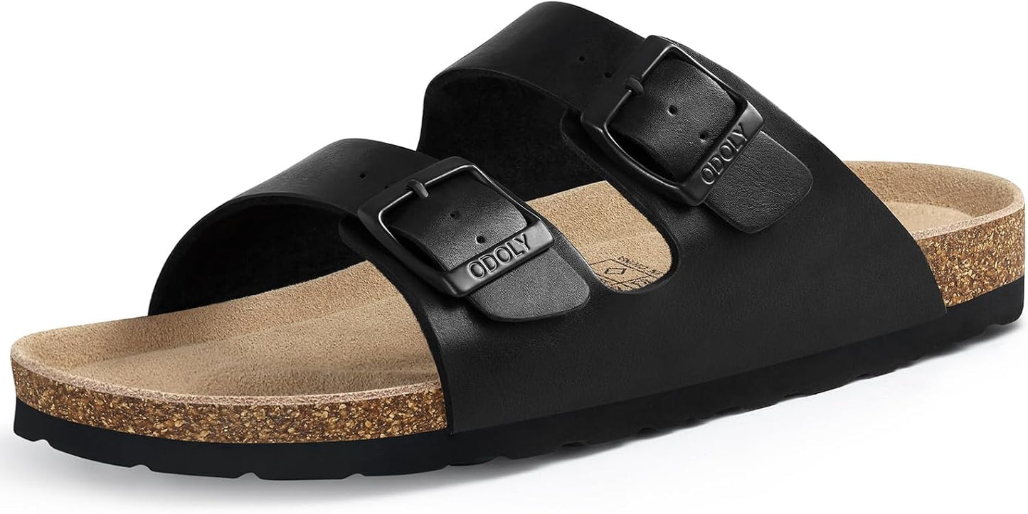 Cork Footbed Slide Sandals - Unisex Summer Outdoor Sandals with Arch Support & Adjustable Buckle | Comfortable Fit