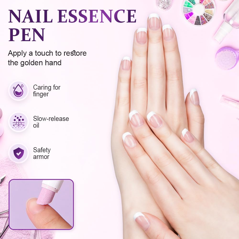 3 In 1 Nail Care Pen - Cuticle Pusher & Nail Oil with Ceramic Tip | Upgrade Treatment for Hangnails & Damaged Nails (1 PC)