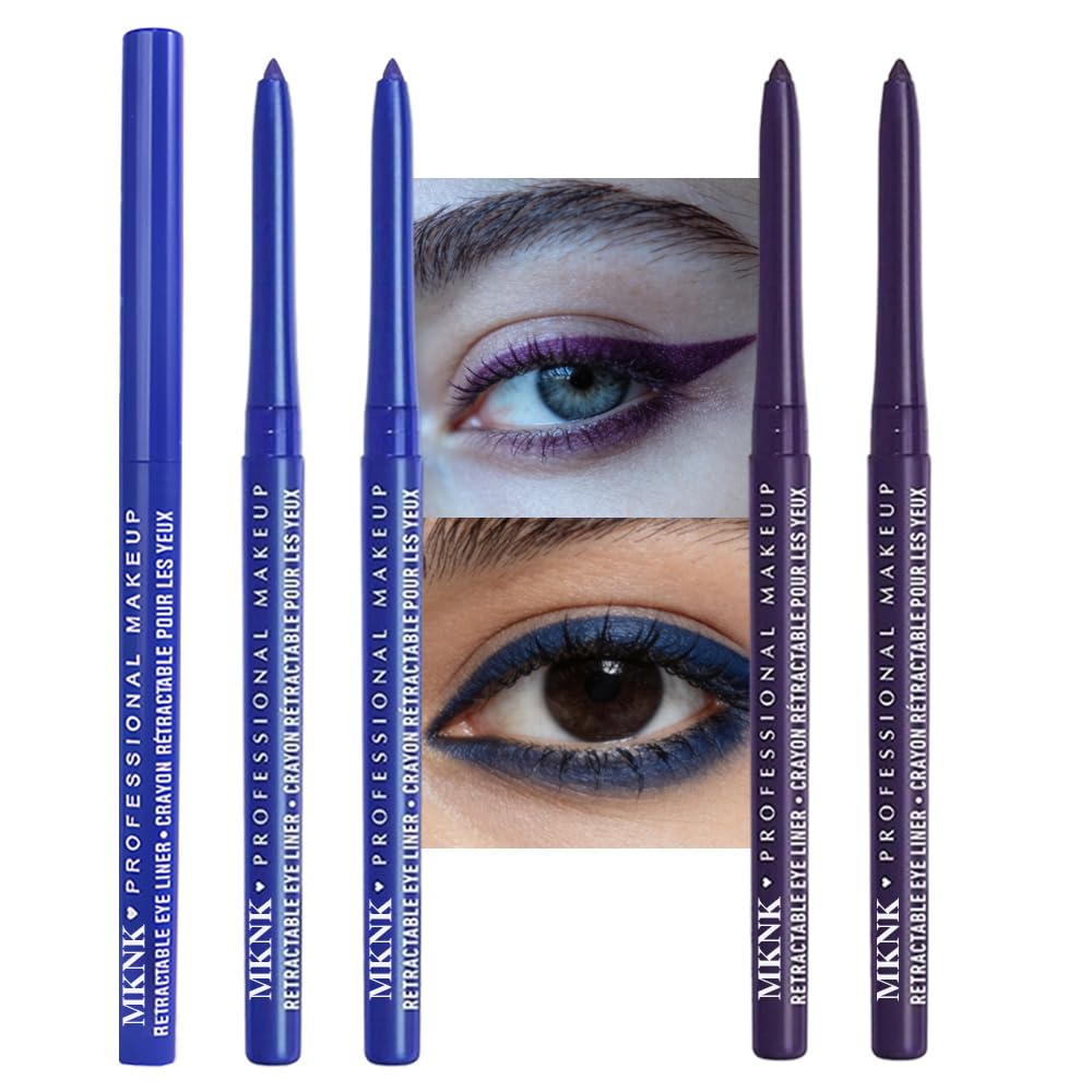 Retractable Creamy Eyeliner & Eyeshadow Sticks - Ultra Pigmented Matte Finish | 4 Pcs in Black, White, Brown, Blue, Purple, Green, Gray