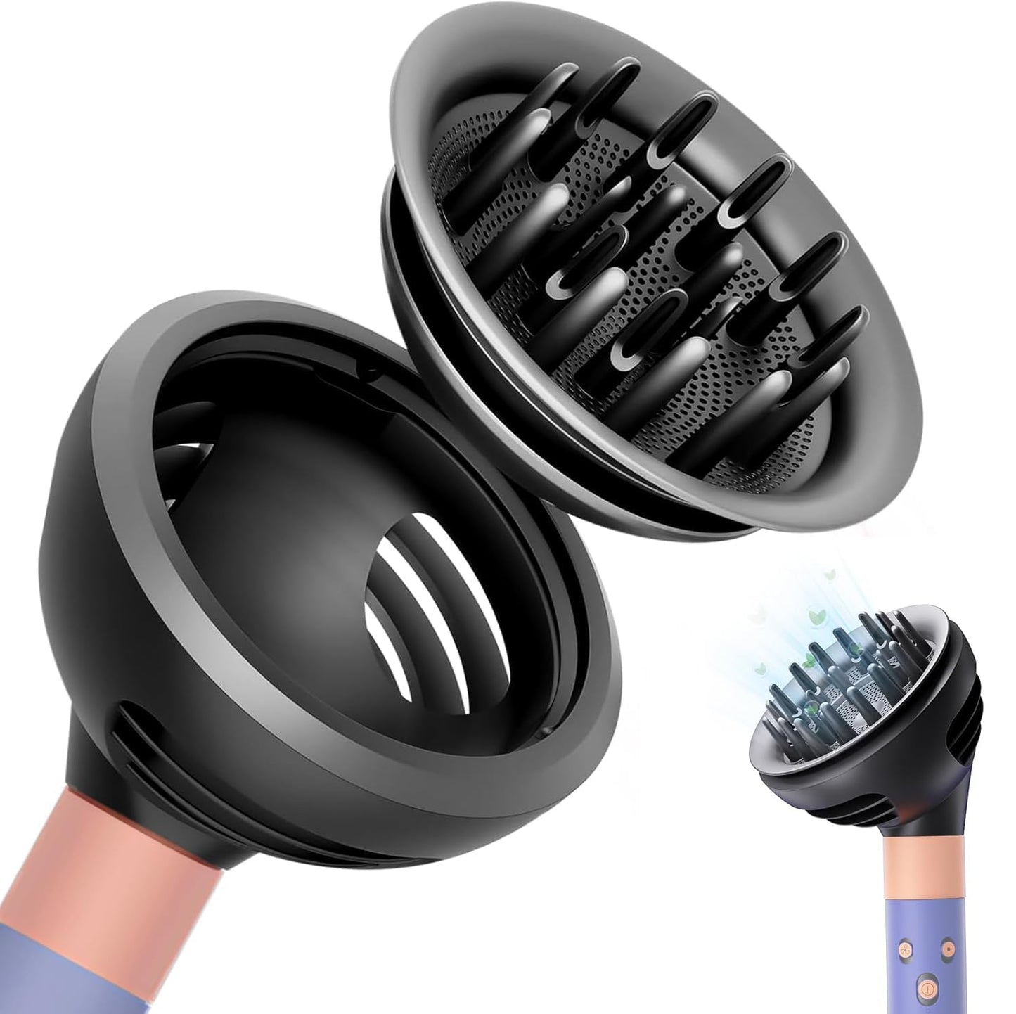 Wave Curl Diffuser Attachment for Dyson Airwrap - Extra-Large Design for Thick/Curly Hair | Heat-Safe Dome & Diffuse Modes
