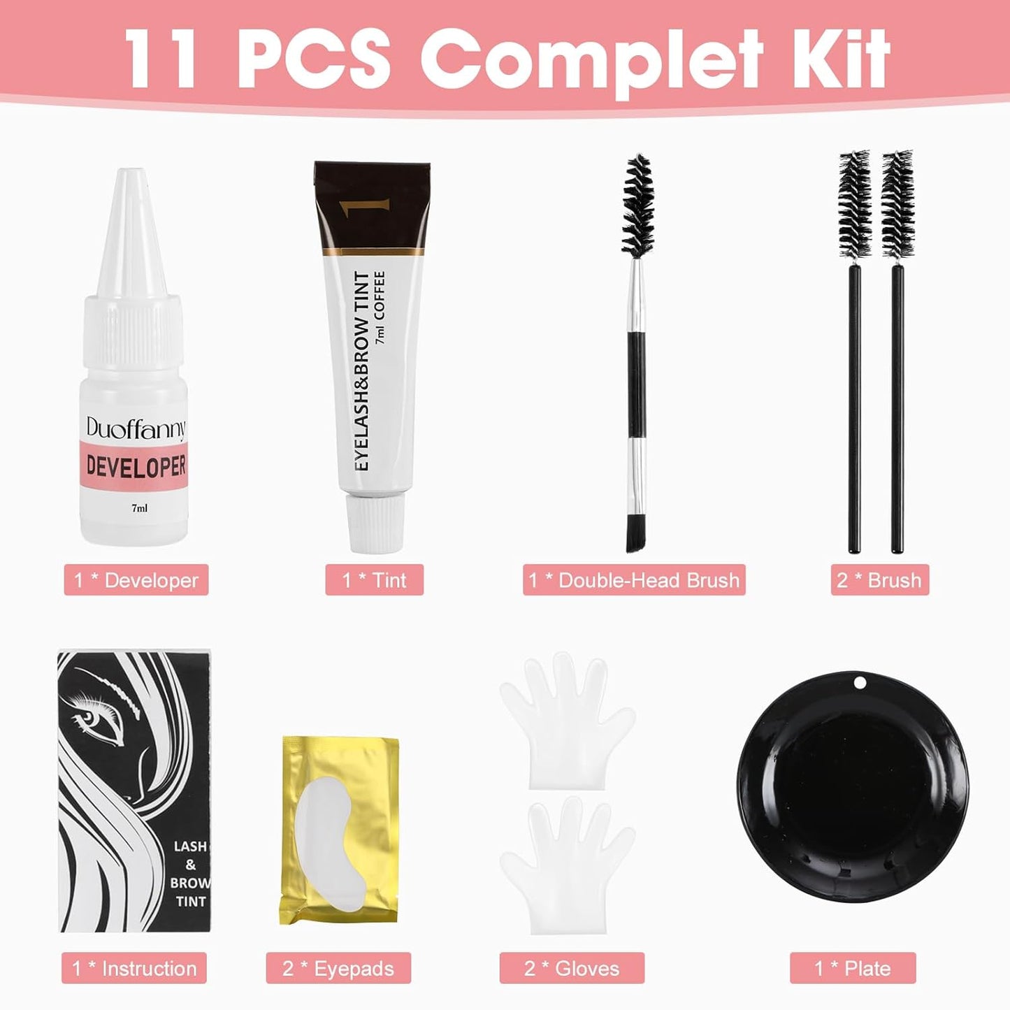 2-In-1 Eyebrow & Eyelash Color Kit - DIY Tinting for Salon Quality Results | Natural Black, 7ml