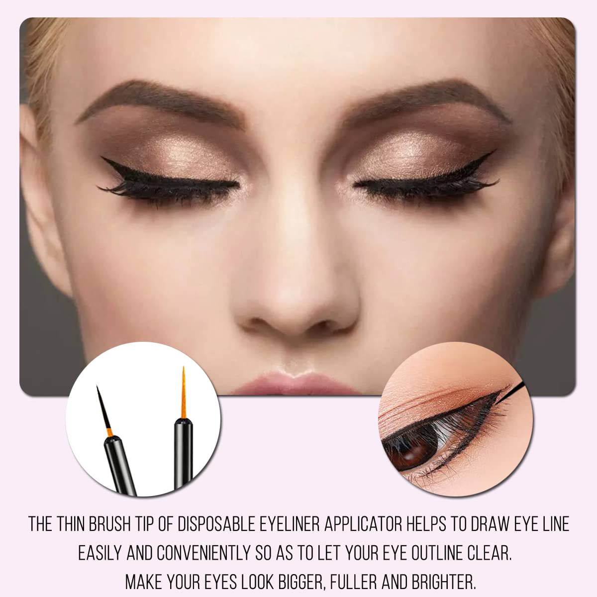 Eyeliner Brush Applicators - 100 Pack Ultra-Fine Point Disposable Eye Wands | Makeup Tool for Precision Application