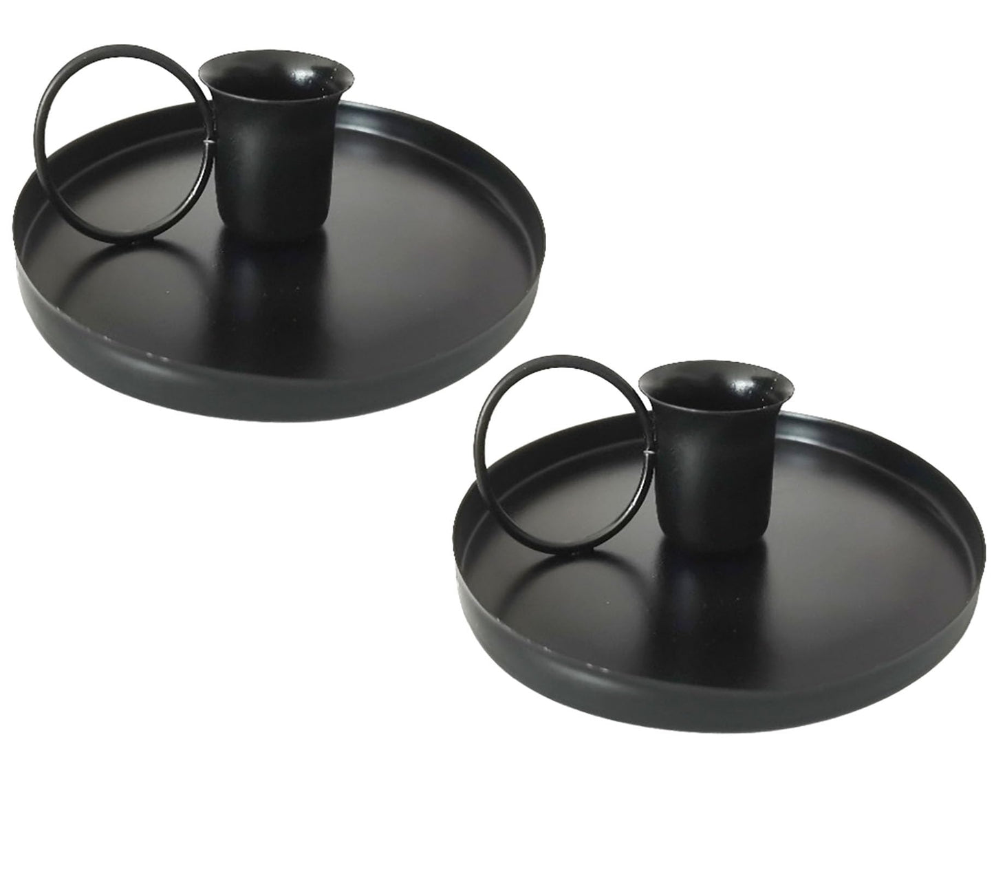 2 Pcs 4 Inch Black Iron Candle Holder for Taper Candles, Dinning,Wedding and Party Decoration (2, Black)
