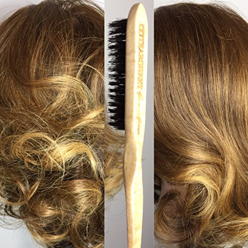 Professional Teasing Hair Brush with Tail & Boar Bristles for Volume & Shine