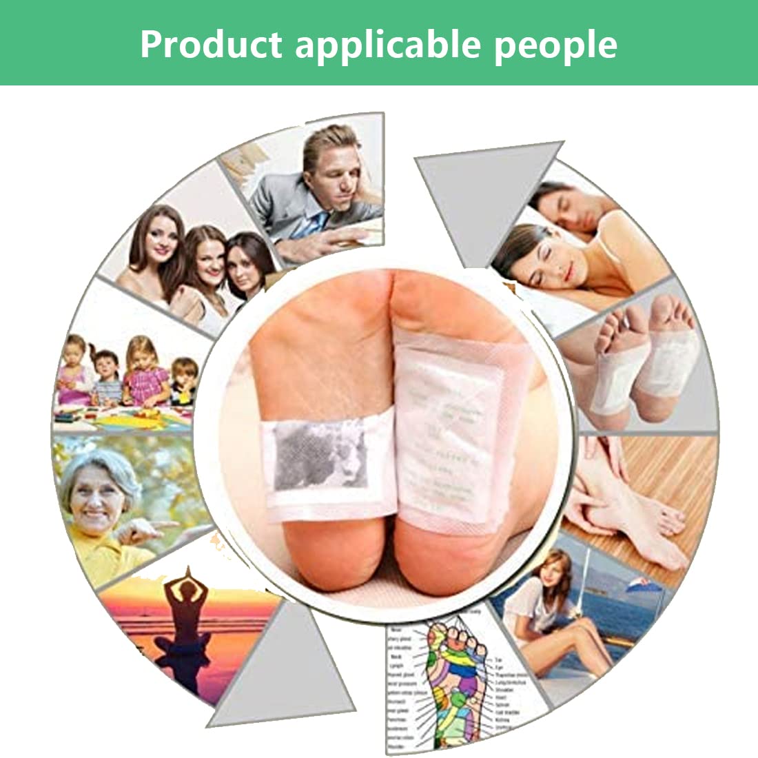 100PCS Natural Bamboo Vinegar Foot Pads Foot and Body Care | Deep Cleansing Foot Paches for Stress Relief, Better Sleep Suitable for Travel or Home Use