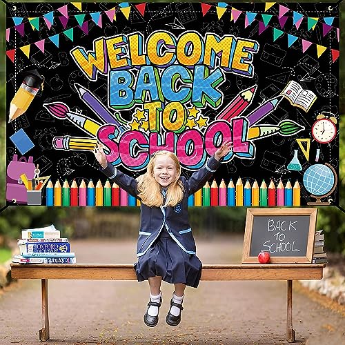 Welcome Back to School Banner - Large 72x43 Inch Backdrop for Classroom Decor