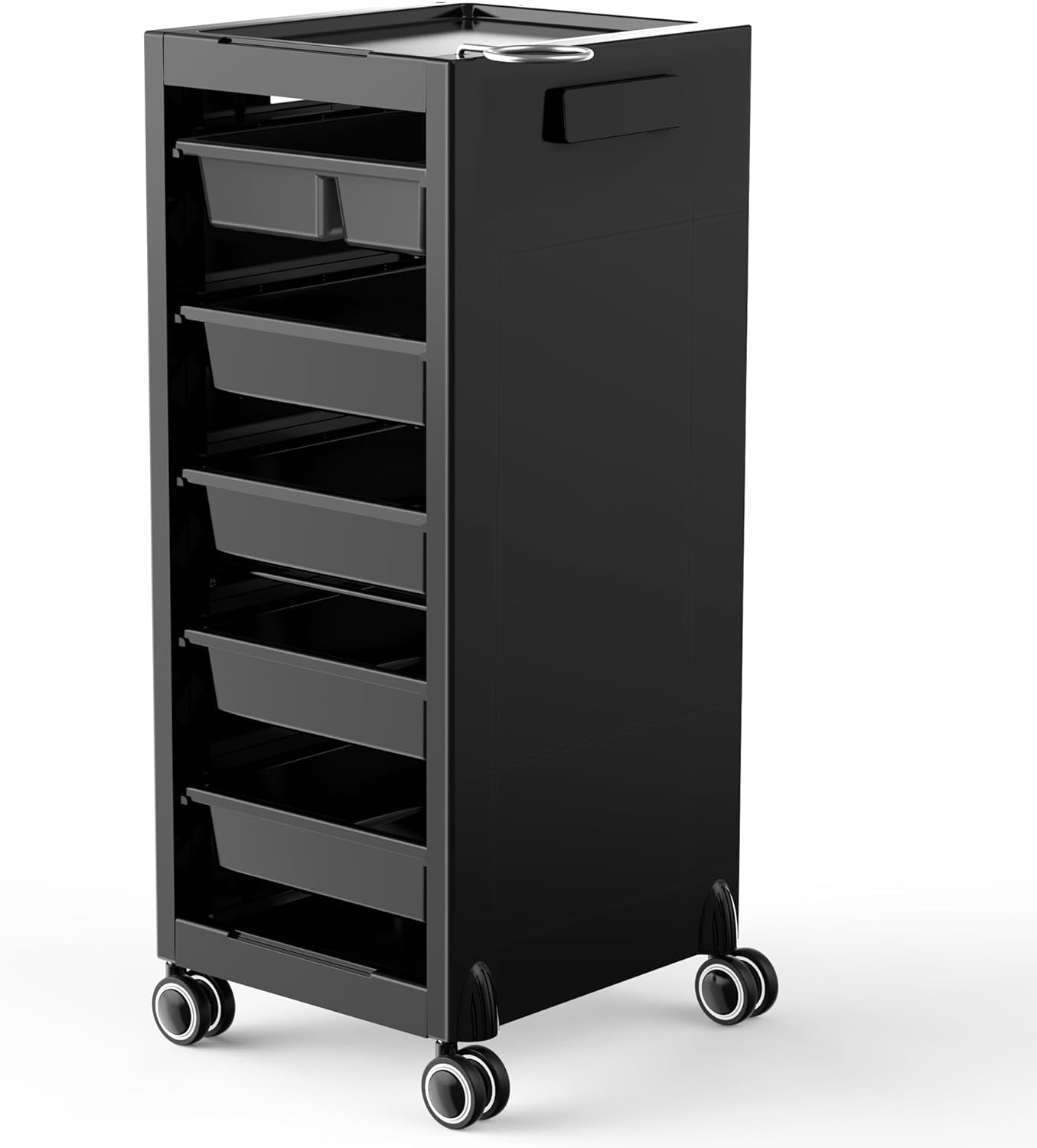 Salon Trolley Cart with Wheels - 5 Drawers & Dryer Holder | Space-Saving Beauty Cart for Hair & Tattoo Use