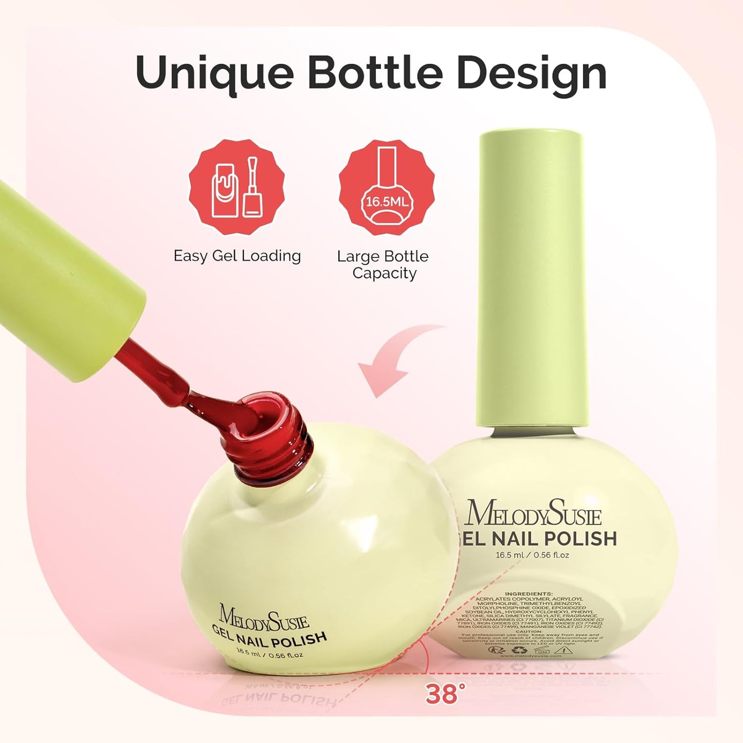 MelodySusie Gel Nail Polish Set - 10 Vibrant Colors with Base & Top Coats | HEMA-Free, 16.5ml Bottles