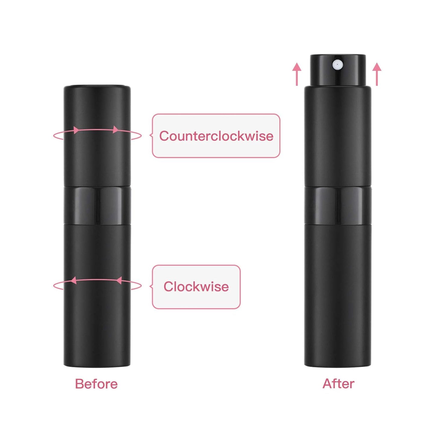 Tekson Travel Perfume Atomizer - Refillable Mini Cologne Spray Bottle | Portable Black Aftershave Dispenser (8ml)