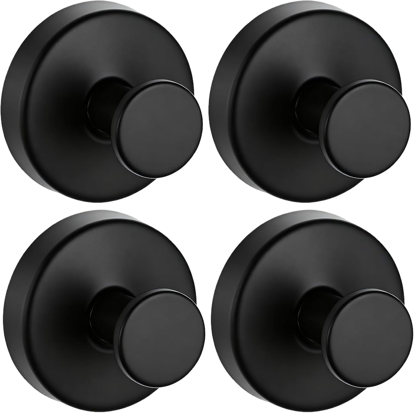 Upgraded Drill-Free Suction Cup Hooks - Stainless Steel Bathroom & Kitchen Towel Hangers | 4 Pack (Black)