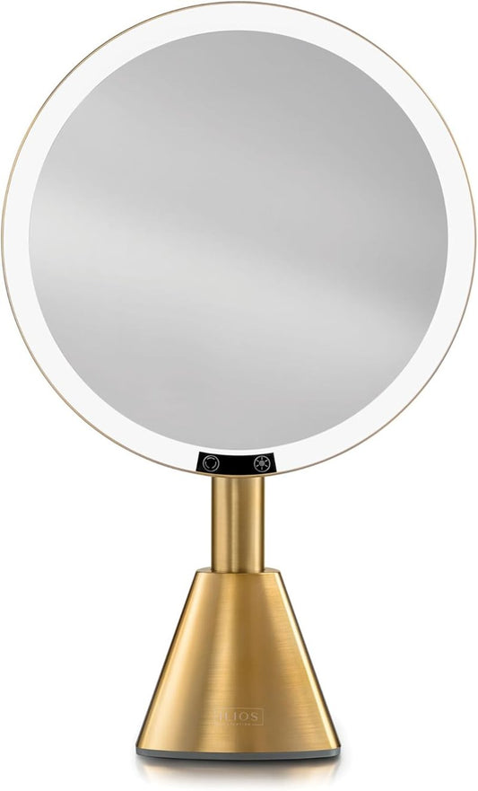 Lighted Makeup Mirror with 5X Magnification - Rechargeable LED Vanity Mirror, Adjustable Lighting (3200K–6500K), 1000 Lux Brightness, Gold