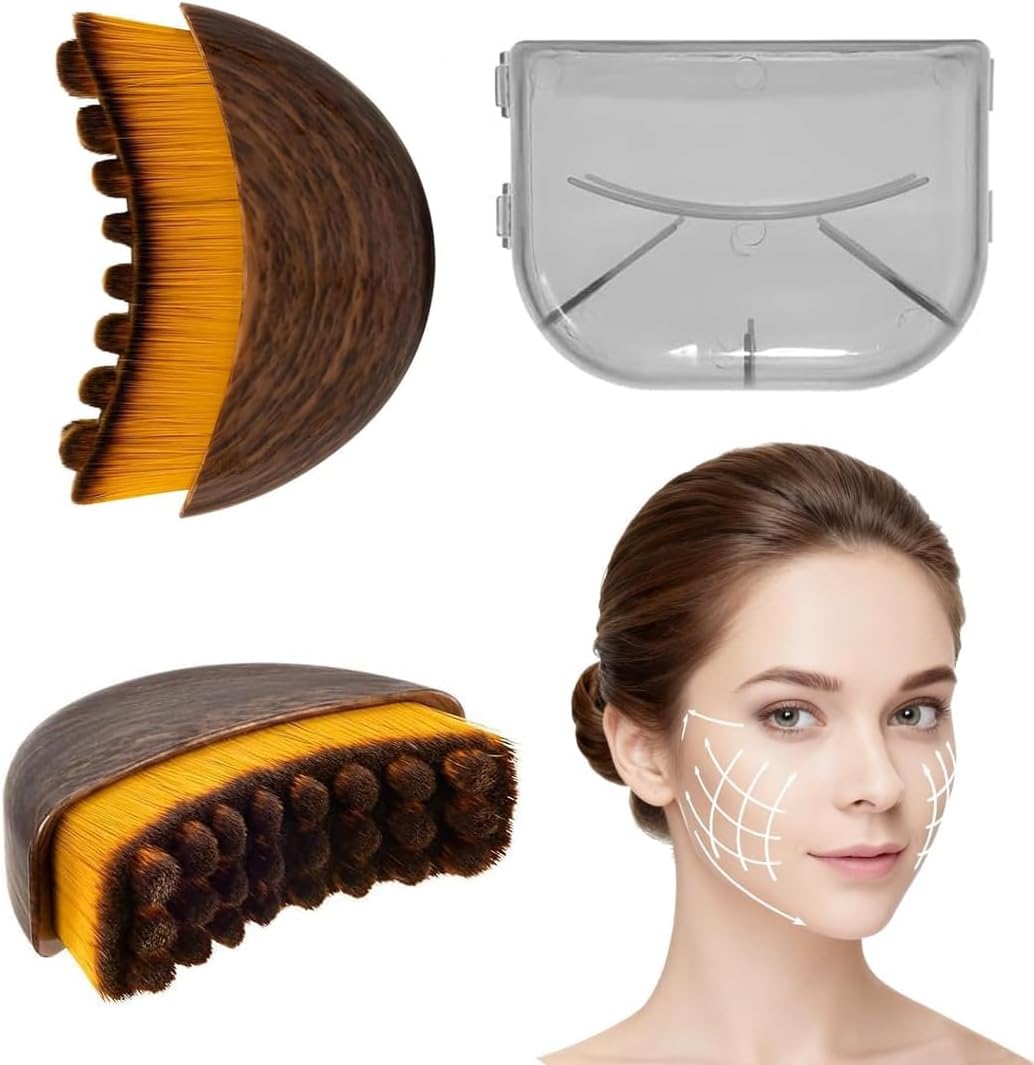 Lymphatic Contour Face Brush Set - Ergonomic Dry Brushing Massager for Jawline Sculpting | 2pcs