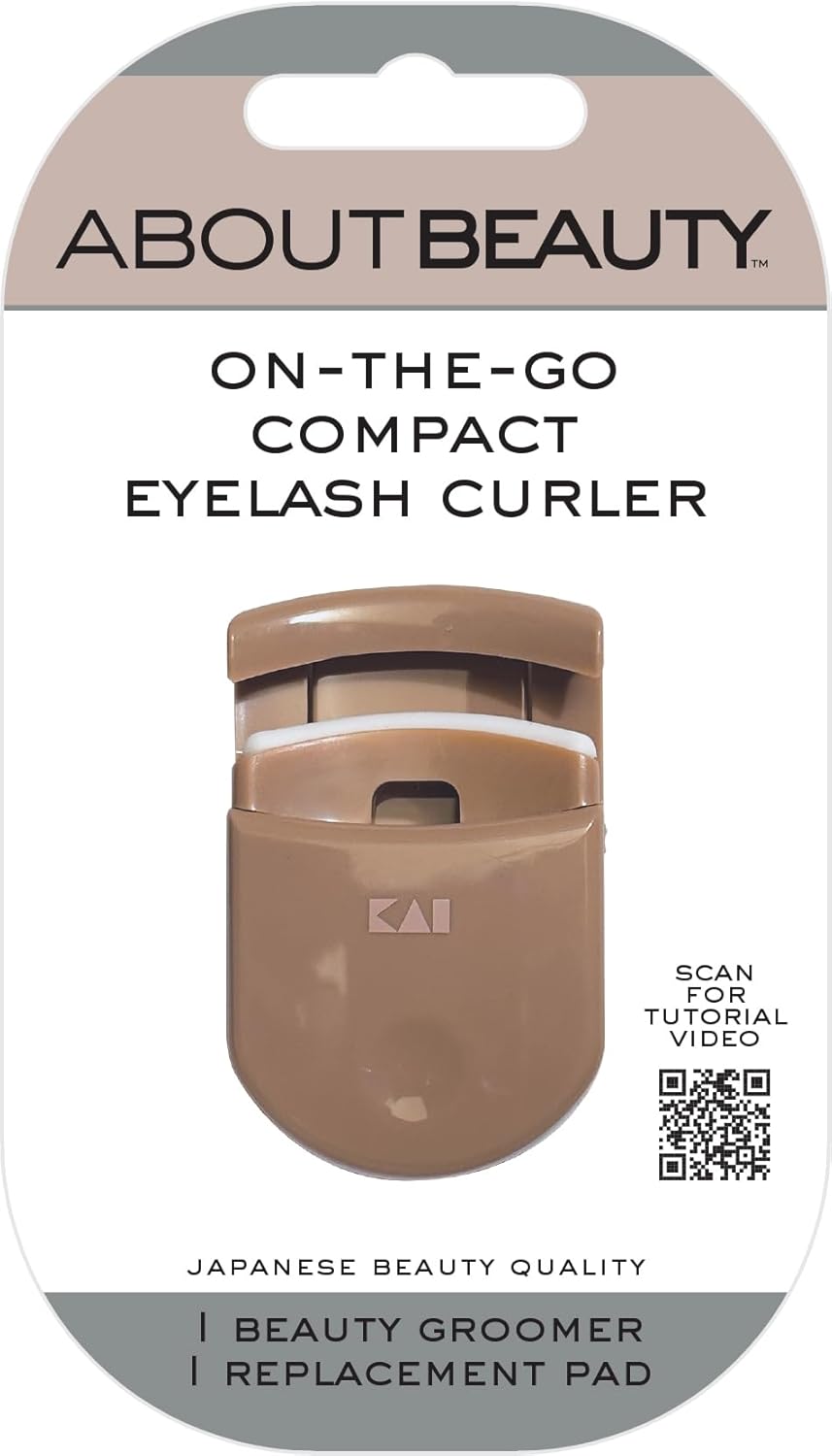 Compact Eyelash Curler - Portable Travel Lash Curler with Replacement Pad | Ergonomic Design for Gentle Curling