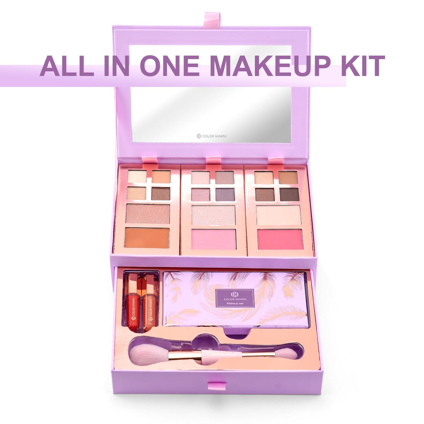 Color Nymph Makeup Kit for Teen Girls Beginners Travel Make up Set Purple