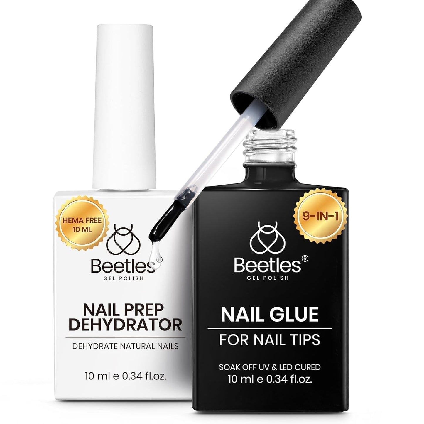 Beetles Gel Polish - 9 in 1 Nail Glue with Strong Brush Applicator | 0.5 Fl Oz for False Nails & Rhinestones