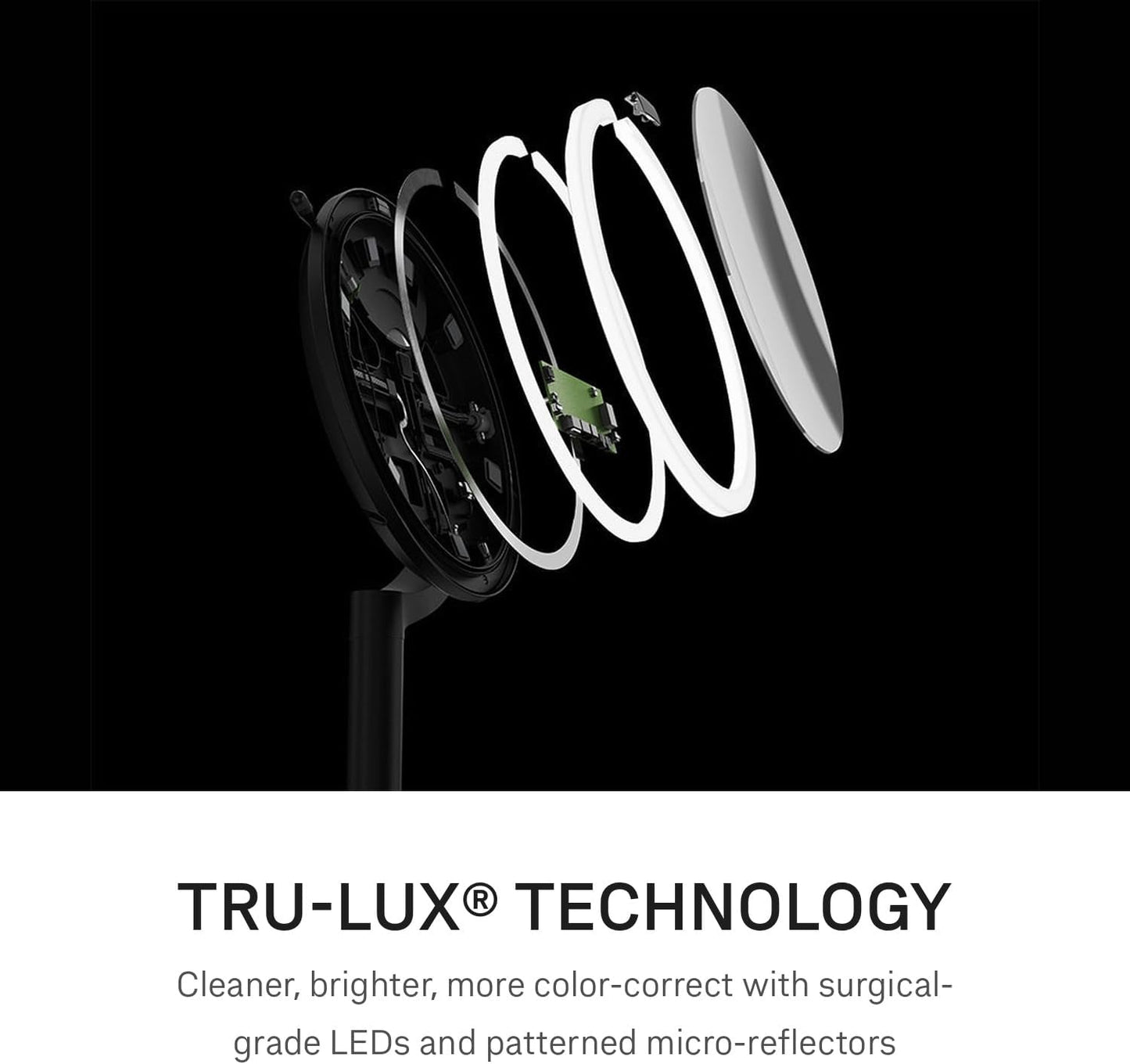 Simplehuman Sensor Mirror Trio - 1X 5X 10X Magnification | Round Rechargeable Makeup Mirror with Tru-Lux® Light and Adjustable Brightness - Matte Black Steel