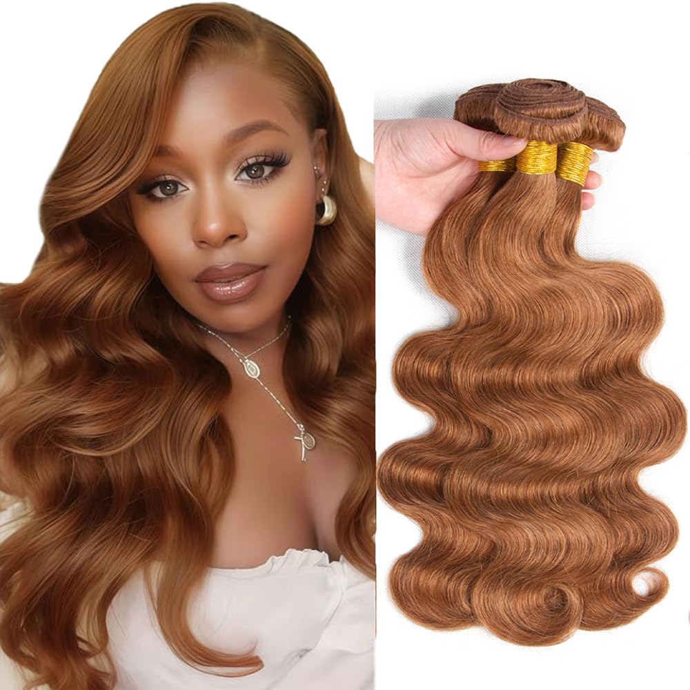 Light Brown Bundles Human Hair Color #30 Body Wave Bundles 28 28 28 Inch Virgin Remy Mixed Length Light Brown Body Wave Bundle Hair Weave 310g