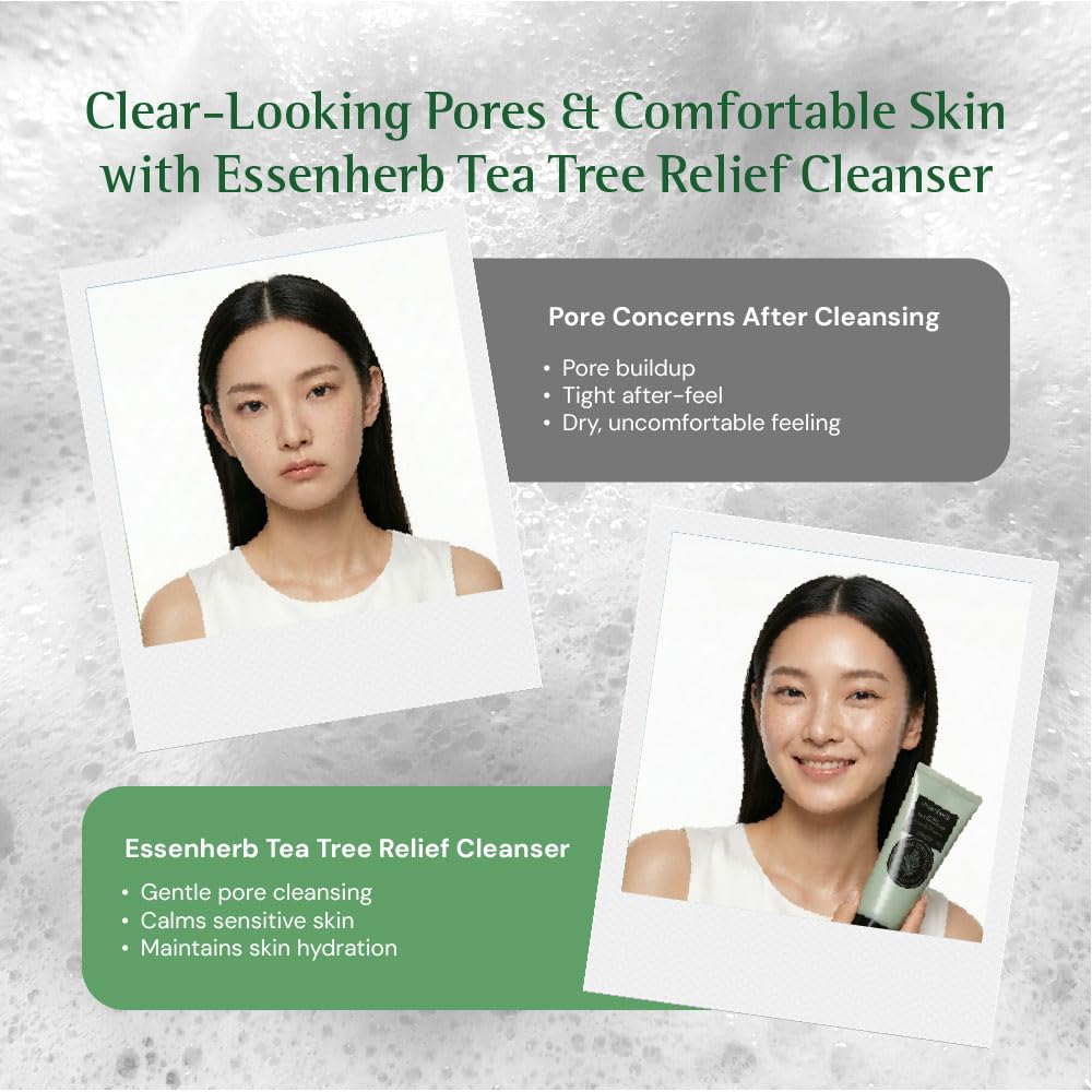 Tea Tree Relief Foam Cleanser - Gentle Daily Face Wash for Acne-Prone Skin | Soothes Redness & Minimizes Pores | 5.07 fl oz
