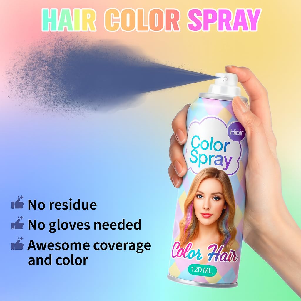 Purple Temporary Hair Color Spray for Women Men & kids, 1-Day Washable Hair Spray, Fun Bright Shade for Cosplay, Halloween, DIY Hair Looks, Festivals & Parties
