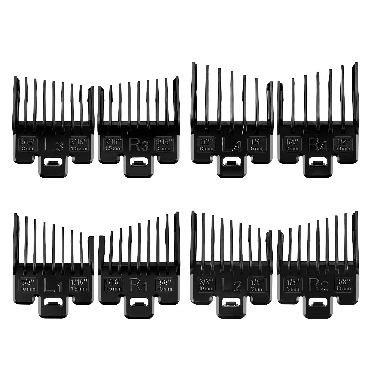 Fade Guide Set for Wahl Clippers - Taper Guards Replacement, 4 Black Sets